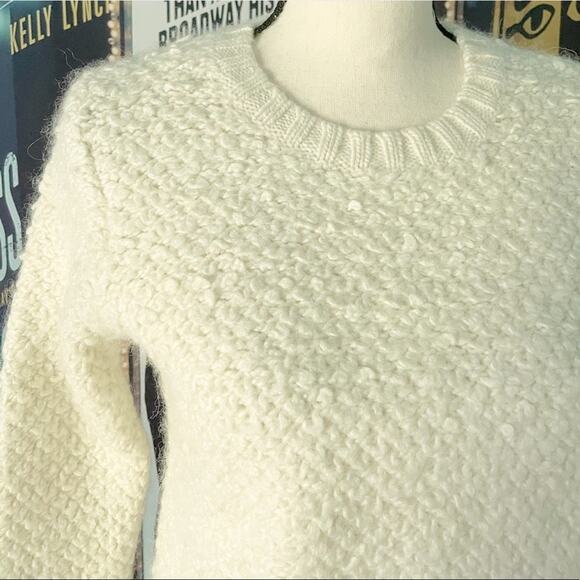Banana Republic Wool Blend Chunky Crew Neck Carpet Sweater Women's Cream Size S - Picture 5 of 7